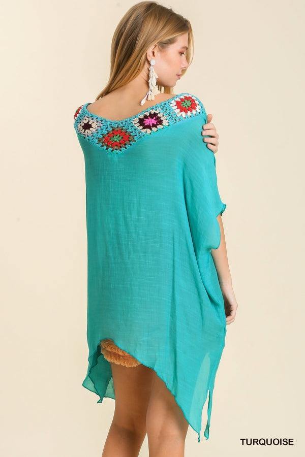 Crochet Caftan Coverup/Top tres cic houston