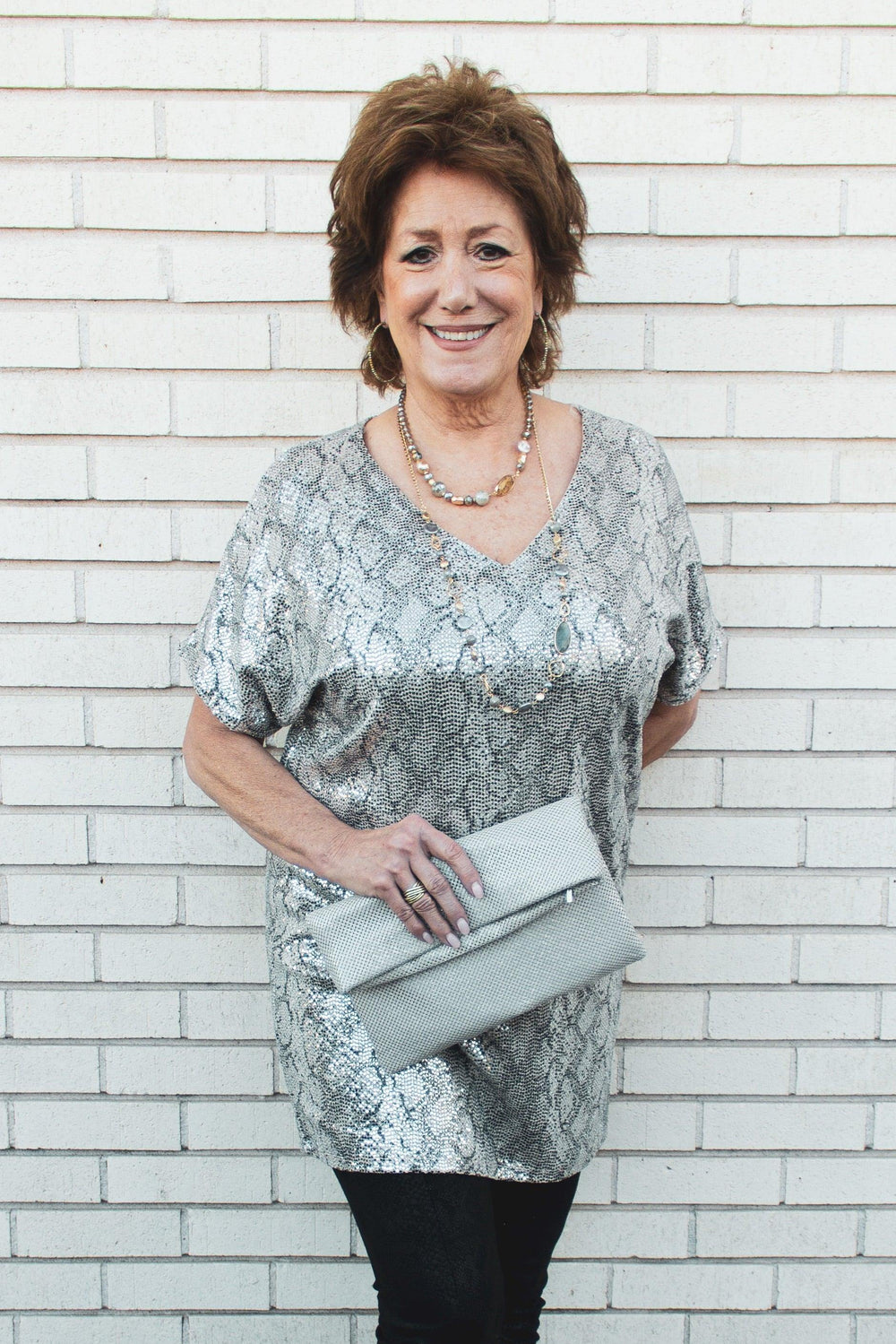 Sparkle Dot Tunic V-Neck - Tres Chic Houston
