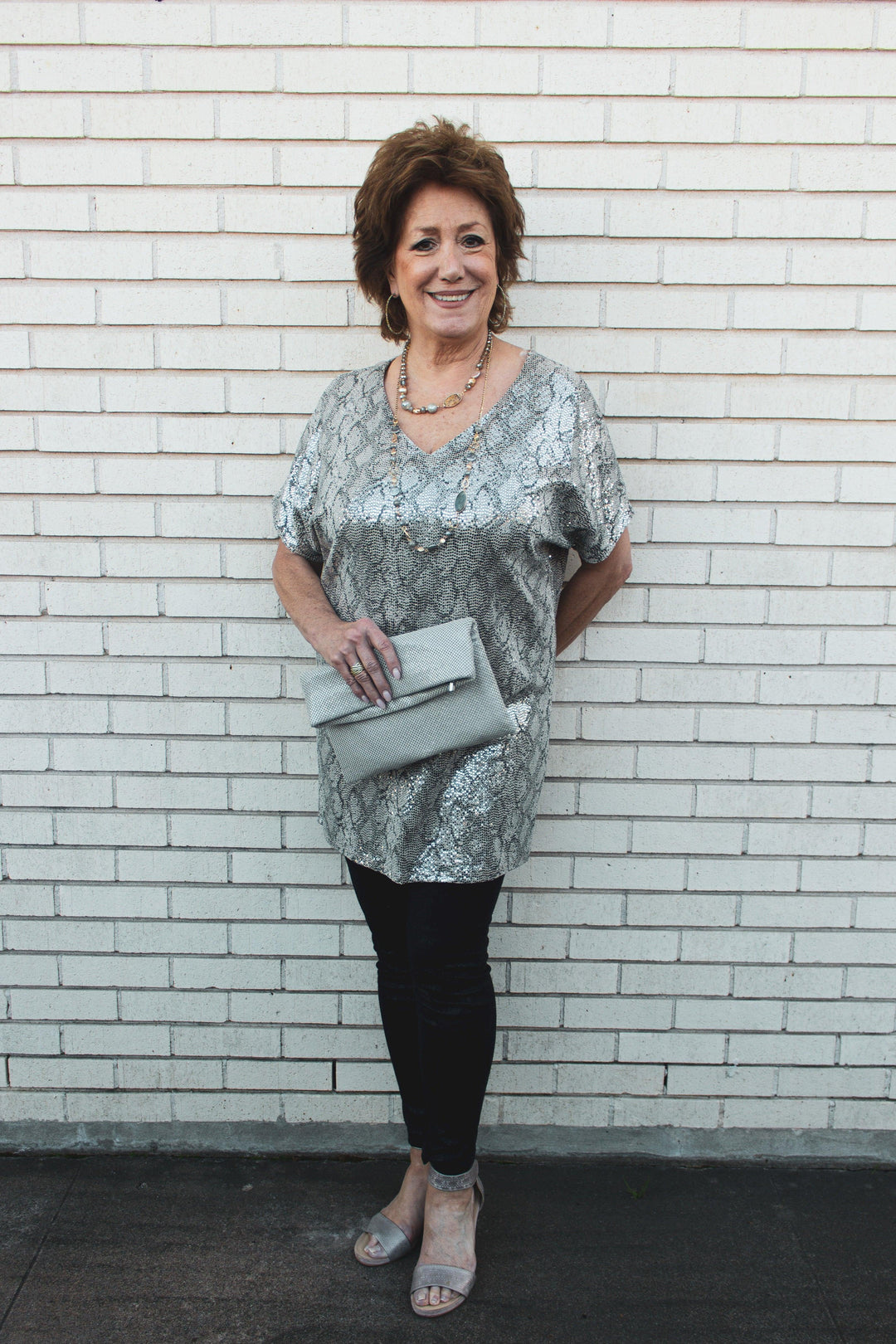 Sparkle Dot Tunic V-Neck - Tres Chic Houston