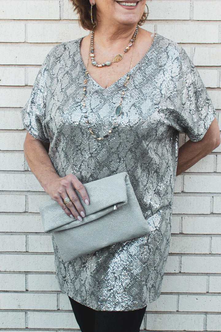 Sparkle Dot Tunic V-Neck - Tres Chic Houston