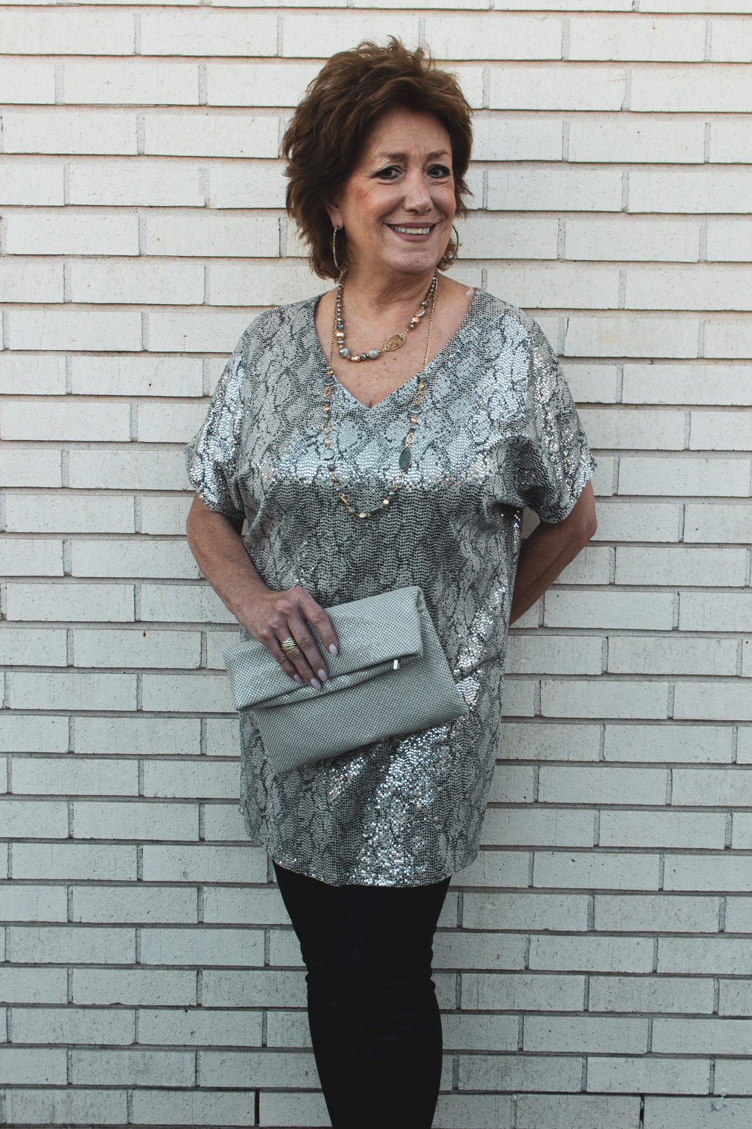 Sparkle Dot Tunic V-Neck - Tres Chic Houston