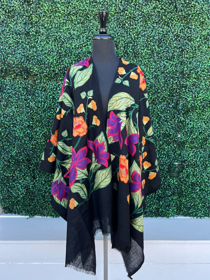 embrodered rauna wrap anu purple green orange womens gift ideas tres chic boutique