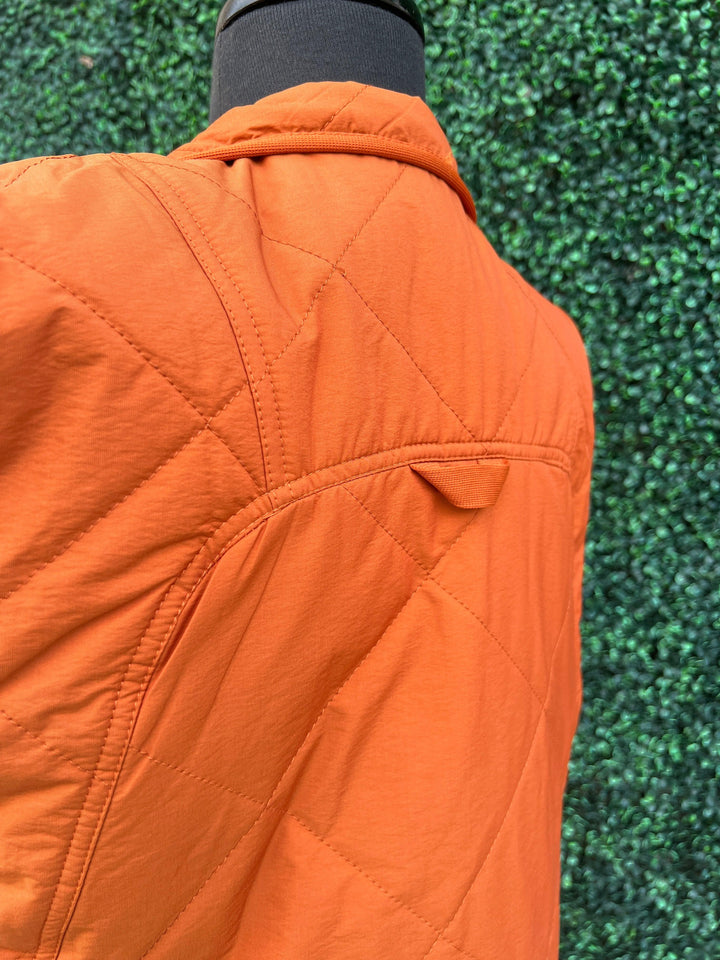 nylon Thin Padded Quilted game day Vest burnt orange tres chic boutique texas football with pockets snaps closed