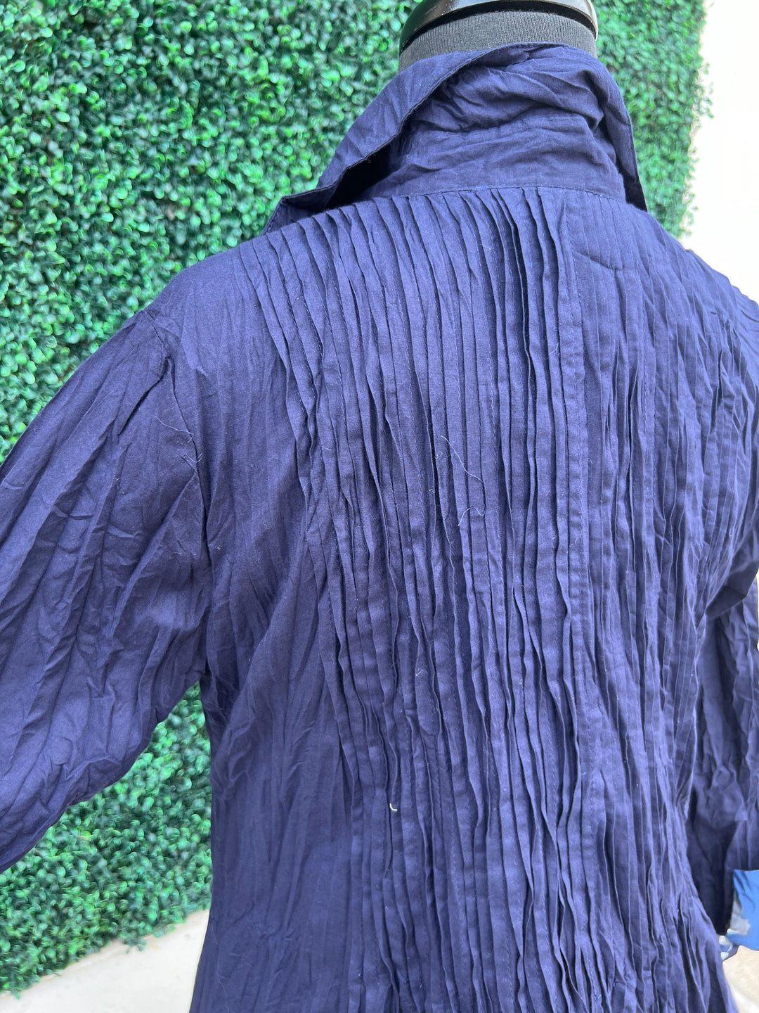 pleated Long sleeve button down tier maxi Sam 100% cotton navy blue dress addict fall winter