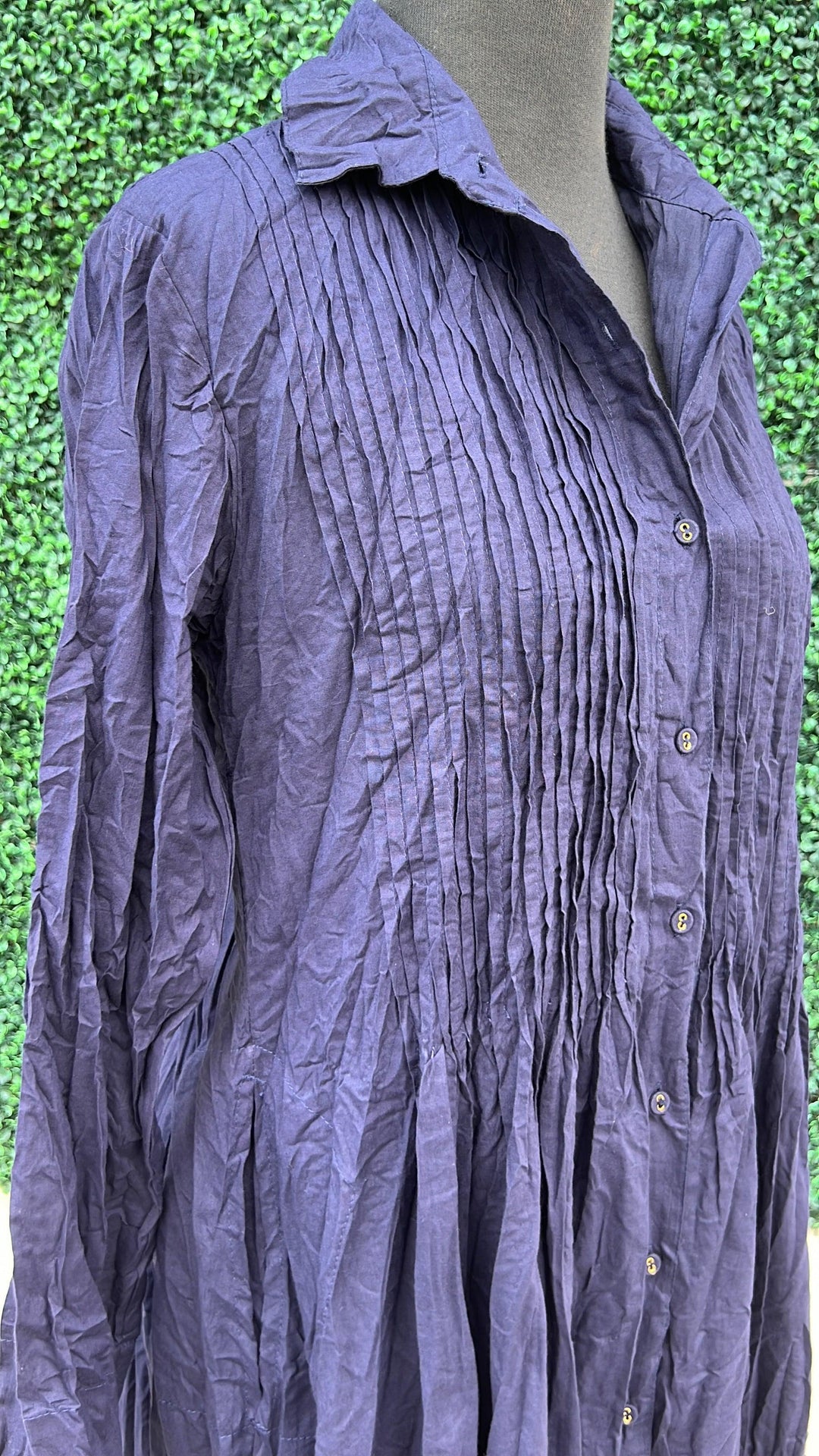 pleated Long sleeve button down tier maxi Sam 100% cotton navy blue dress addict fall winter dresses boutique