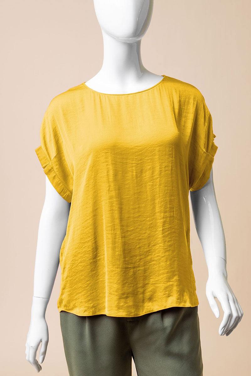 satin gold silky cap sleeve blouse naked zebra brand